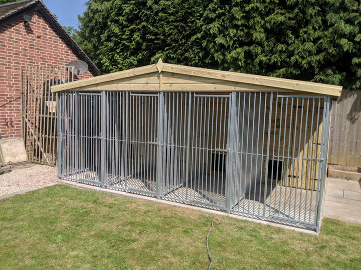 16 X 10 ft Four Bay Dog Kennel - Kennel Company