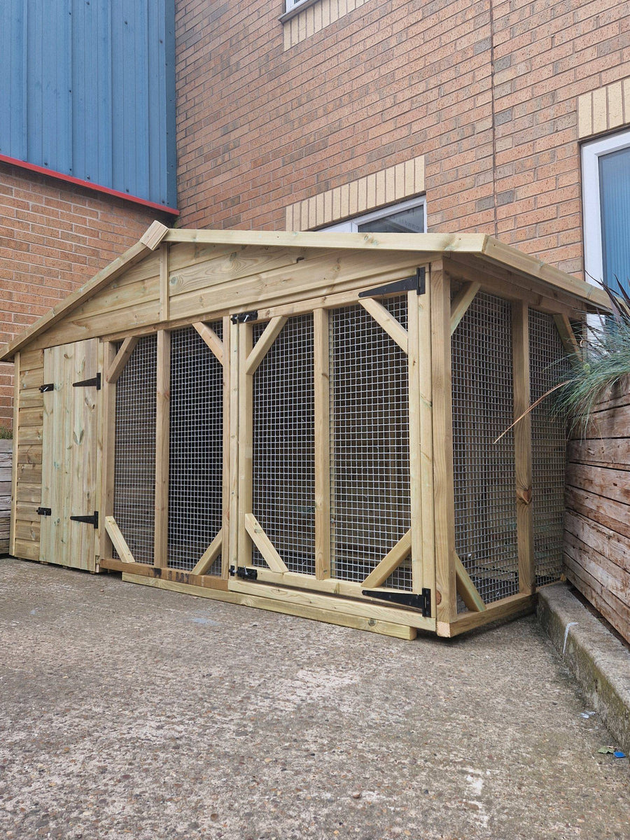 Benchmark Dog Kennel with Apex Roof - Single 10 x 10ft, Classic Wood Range - Kennel Company