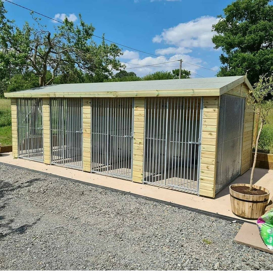 20 X 8 ft Four Bay Dog Kennel - Kennel Company