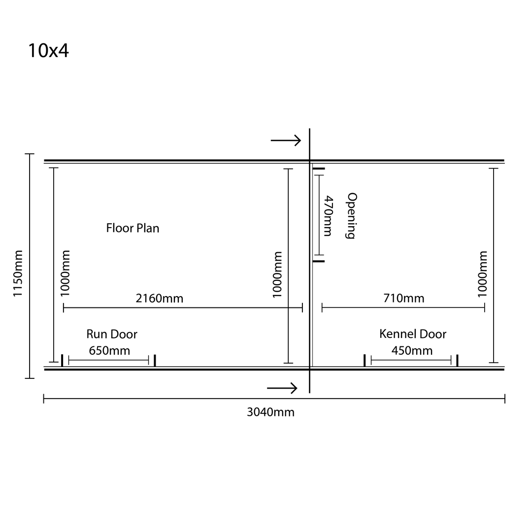 Benchmark Dog Kennel with Pent Roof - Single 10 x 4ft, Essential Wood Range - Kennel Company