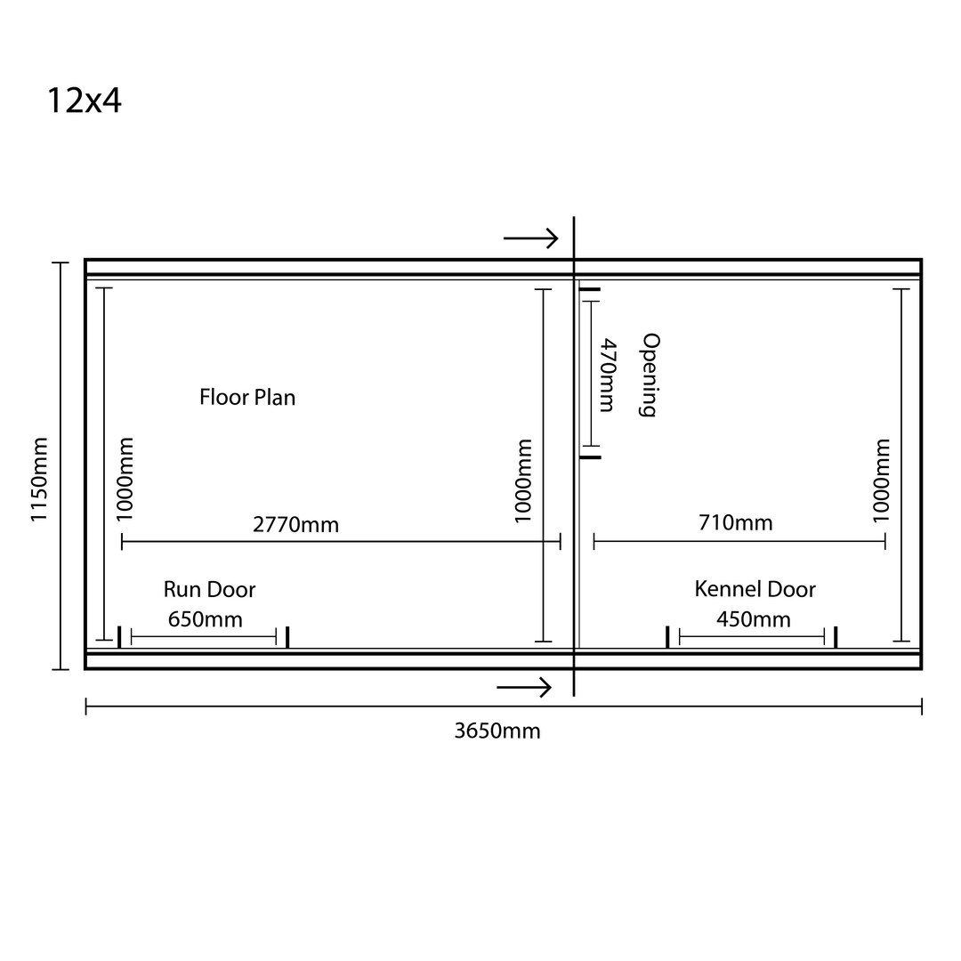 Benchmark Dog Kennel with Pent Roof - Single 12 x 4ft, Essential Wood Range - Kennel Company