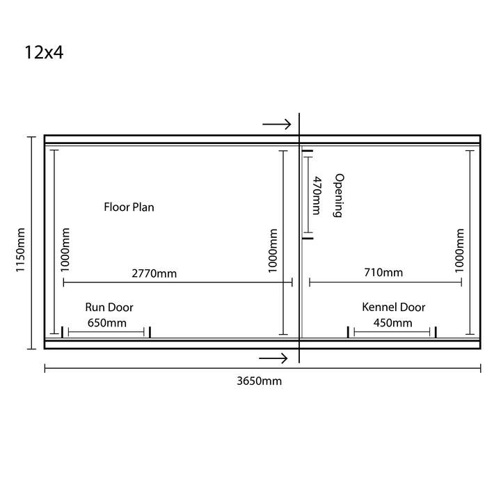 Benchmark Dog Kennel with Pent Roof - Single 12 x 4ft, Essential Wood Range - Kennel Company