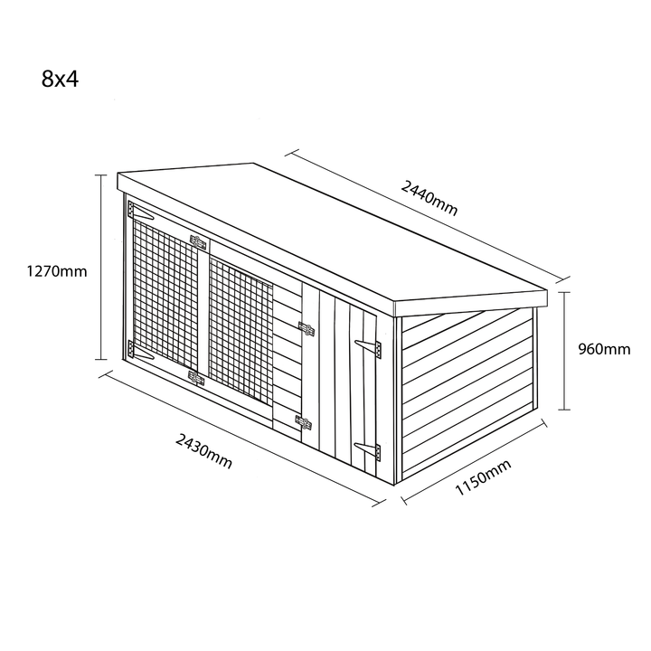 Benchmark Dog Kennel with Pent Roof - Single 8 x 4ft, Essential Wood Range - Kennel Company