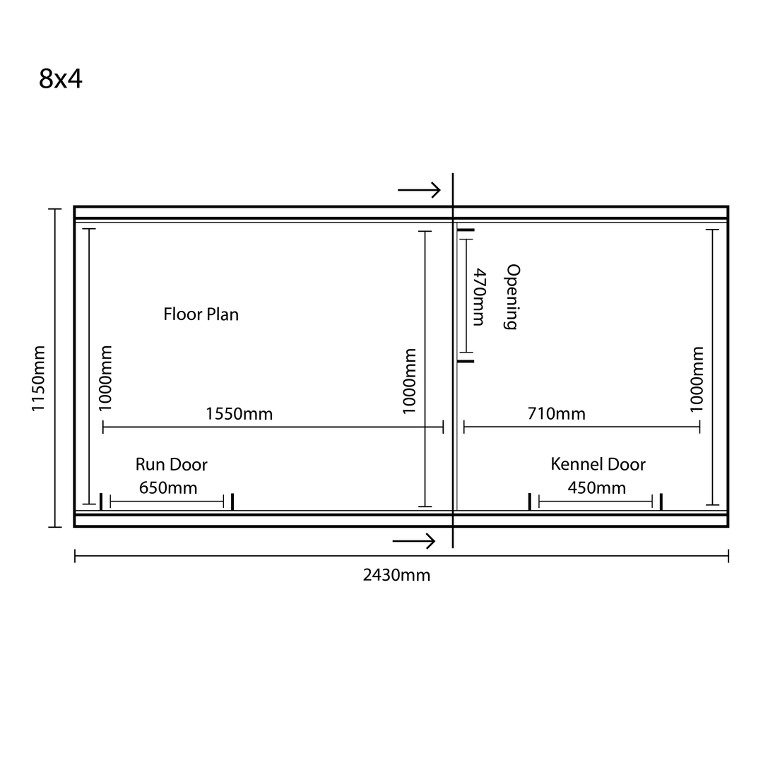 Benchmark Dog Kennel with Pent Roof - Single 8 x 4ft, Essential Wood Range - Kennel Company