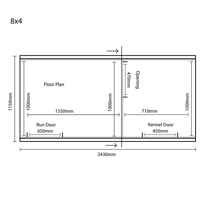 Benchmark Dog Kennel with Pent Roof - Single 8 x 4ft, Essential Wood Range - Kennel Company