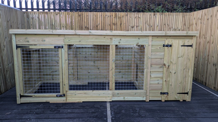 Benchmark Dog Kennel with Pent Roof - Single 10 x 4ft, Essential Wood Range - Kennel Company