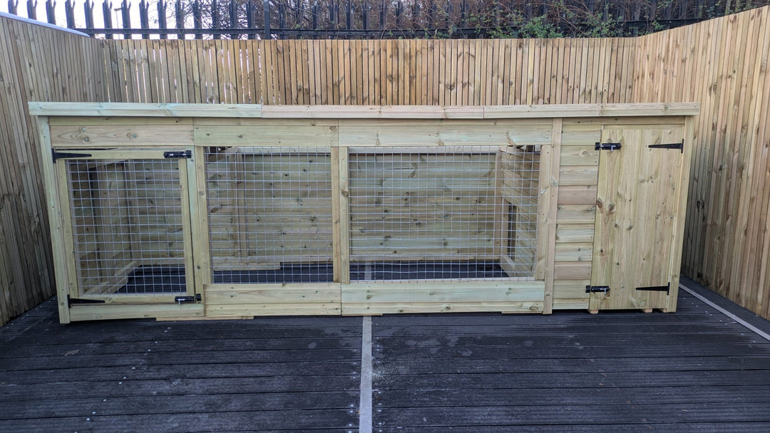 Benchmark Dog Kennel with Pent Roof - Single 12 x 4ft, Essential Wood Range - Kennel Company