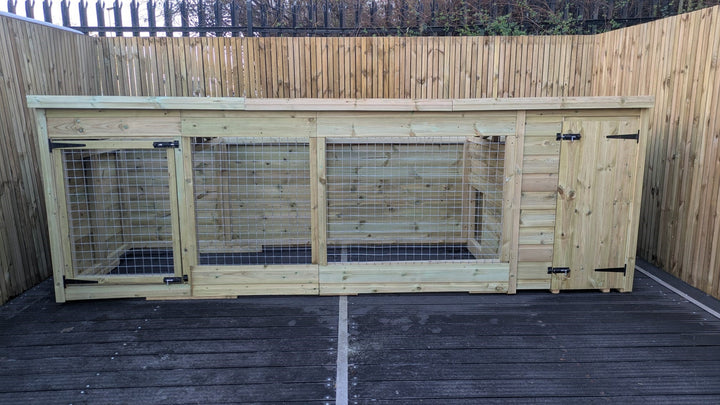 Benchmark Dog Kennel with Pent Roof - Single 12 x 4ft, Essential Wood Range - Kennel Company