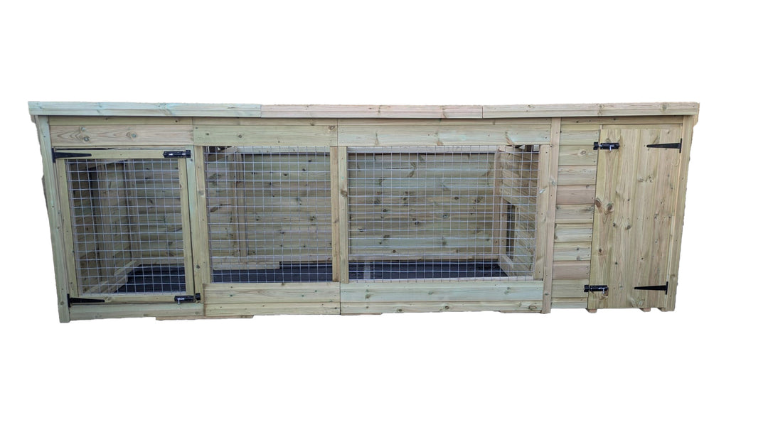 Benchmark Dog Kennel with Pent Roof - Single 12 x 4ft, Essential Wood Range - Kennel Company