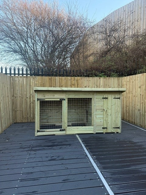 Benchmark Dog Kennel with Pent Roof - Single 8 x 4ft, Essential Wood Range - Kennel Company
