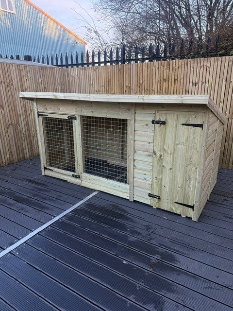 Benchmark Dog Kennel with Pent Roof - Single 8 x 4ft, Essential Wood Range - Kennel Company