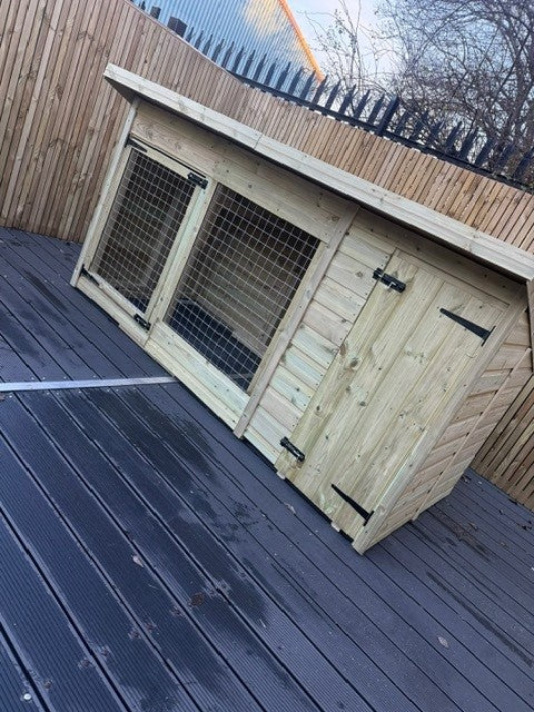 Benchmark Dog Kennel with Pent Roof - Single 8 x 4ft, Essential Wood Range - Kennel Company