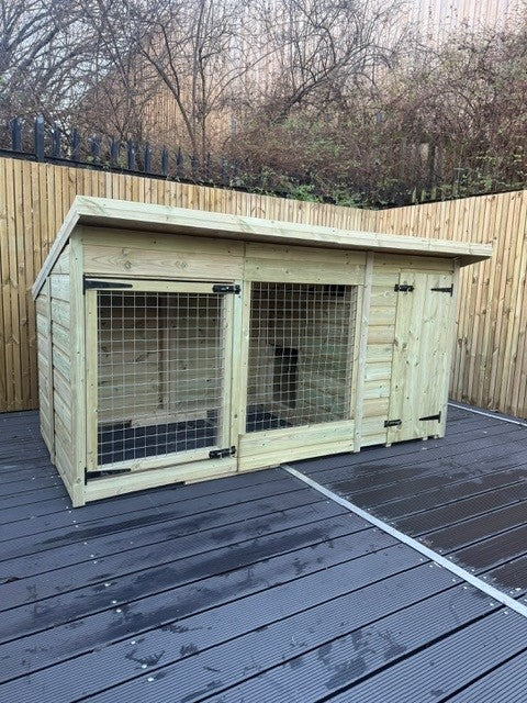 Benchmark Dog Kennel with Pent Roof - Single 8 x 4ft, Essential Wood Range - Kennel Company